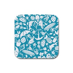 Summer Icons Toss Pattern Rubber Square Coaster (4 Pack)  by Mariart