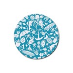 Summer Icons Toss Pattern Rubber Coaster (Round)  Front