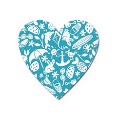 Summer Icons Toss Pattern Heart Magnet by Mariart