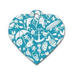 Summer Icons Toss Pattern Dog Tag Heart (two Sides) by Mariart