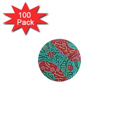 Recursive Coupled Turing Pattern Red Blue 1  Mini Magnets (100 Pack)  by Mariart