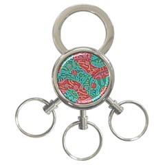 Recursive Coupled Turing Pattern Red Blue 3-ring Key Chains