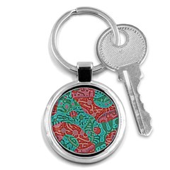 Recursive Coupled Turing Pattern Red Blue Key Chains (round) 