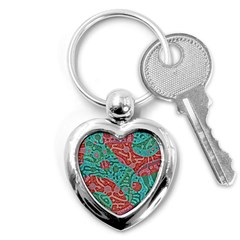 Recursive Coupled Turing Pattern Red Blue Key Chains (heart)  by Mariart