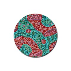 Recursive Coupled Turing Pattern Red Blue Rubber Round Coaster (4 Pack)  by Mariart