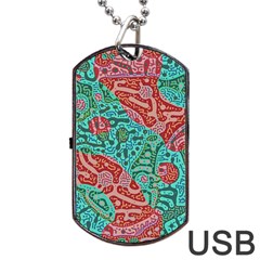 Recursive Coupled Turing Pattern Red Blue Dog Tag Usb Flash (two Sides) by Mariart