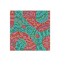 Recursive Coupled Turing Pattern Red Blue Satin Bandana Scarf