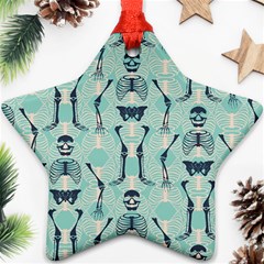 Skull Skeleton Repeat Pattern Subtle Rib Cages Bone Monster Halloween Ornament (star) by Mariart