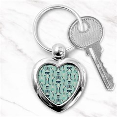 Skull Skeleton Repeat Pattern Subtle Rib Cages Bone Monster Halloween Key Chains (heart)  by Mariart