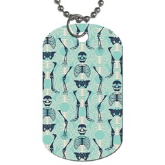 Skull Skeleton Repeat Pattern Subtle Rib Cages Bone Monster Halloween Dog Tag (one Side) by Mariart