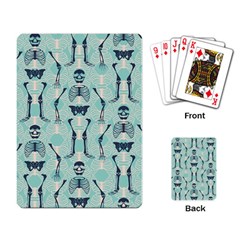 Skull Skeleton Repeat Pattern Subtle Rib Cages Bone Monster Halloween Playing Card by Mariart