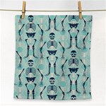 Skull Skeleton Repeat Pattern Subtle Rib Cages Bone Monster Halloween Face Towel Front