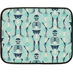 Skull Skeleton Repeat Pattern Subtle Rib Cages Bone Monster Halloween Fleece Blanket (Mini) 35 x27  Blanket