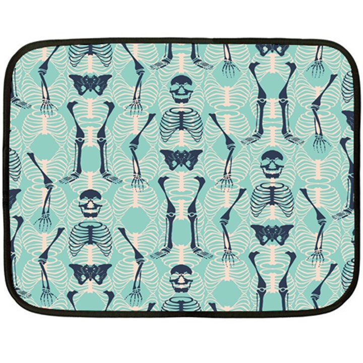 Skull Skeleton Repeat Pattern Subtle Rib Cages Bone Monster Halloween Fleece Blanket (Mini)