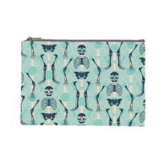 Skull Skeleton Repeat Pattern Subtle Rib Cages Bone Monster Halloween Cosmetic Bag (large)  by Mariart