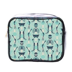 Skull Skeleton Repeat Pattern Subtle Rib Cages Bone Monster Halloween Mini Toiletries Bags by Mariart