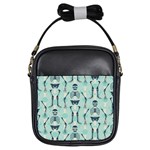 Skull Skeleton Repeat Pattern Subtle Rib Cages Bone Monster Halloween Girls Sling Bags Front