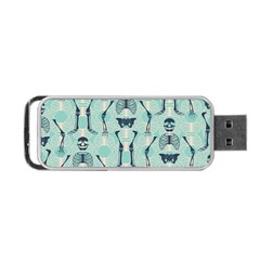 Skull Skeleton Repeat Pattern Subtle Rib Cages Bone Monster Halloween Portable Usb Flash (one Side) by Mariart