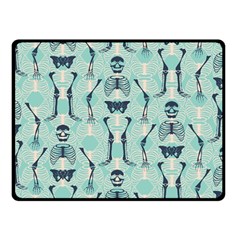 Skull Skeleton Repeat Pattern Subtle Rib Cages Bone Monster Halloween Double Sided Fleece Blanket (small)  by Mariart