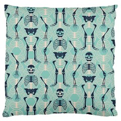 Skull Skeleton Repeat Pattern Subtle Rib Cages Bone Monster Halloween Large Flano Cushion Case (one Side) by Mariart