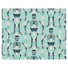 Skull Skeleton Repeat Pattern Subtle Rib Cages Bone Monster Halloween Double Sided Flano Blanket (medium)  by Mariart