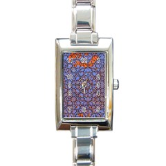 Silk Screen Sound Frequencies Net Blue Rectangle Italian Charm Watch by Mariart