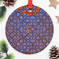 Silk Screen Sound Frequencies Net Blue Ornament (round) by Mariart