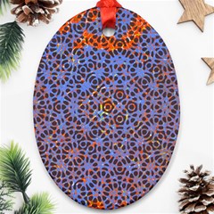 Silk Screen Sound Frequencies Net Blue Ornament (Oval)