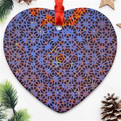 Silk Screen Sound Frequencies Net Blue Ornament (Heart)