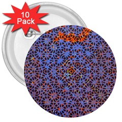 Silk Screen Sound Frequencies Net Blue 3  Buttons (10 Pack) 