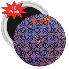 Silk Screen Sound Frequencies Net Blue 3  Magnets (10 Pack) 