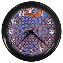 Silk Screen Sound Frequencies Net Blue Wall Clocks (Black)