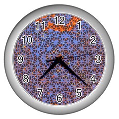 Silk Screen Sound Frequencies Net Blue Wall Clocks (silver) 