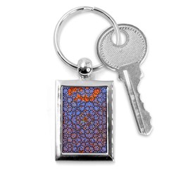 Silk Screen Sound Frequencies Net Blue Key Chains (Rectangle) 