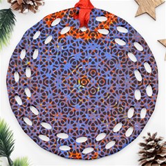 Silk Screen Sound Frequencies Net Blue Ornament (round Filigree) by Mariart