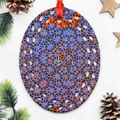 Silk Screen Sound Frequencies Net Blue Ornament (Oval Filigree)