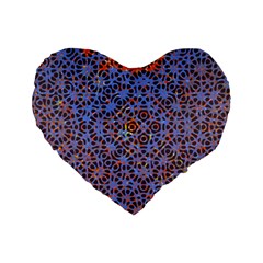 Silk Screen Sound Frequencies Net Blue Standard 16  Premium Flano Heart Shape Cushions