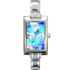 Transparent Colorful Rainbow Blue Paint Sky Rectangle Italian Charm Watch