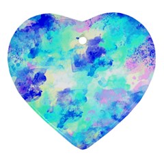 Transparent Colorful Rainbow Blue Paint Sky Ornament (heart) by Mariart