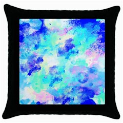 Transparent Colorful Rainbow Blue Paint Sky Throw Pillow Case (black)