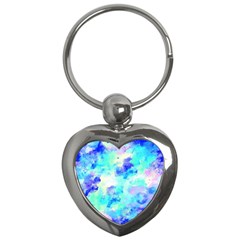 Transparent Colorful Rainbow Blue Paint Sky Key Chains (heart)  by Mariart