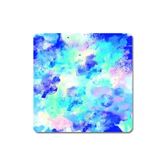 Transparent Colorful Rainbow Blue Paint Sky Square Magnet by Mariart