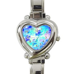 Transparent Colorful Rainbow Blue Paint Sky Heart Italian Charm Watch by Mariart