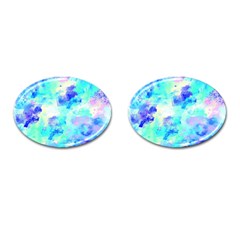 Transparent Colorful Rainbow Blue Paint Sky Cufflinks (oval) by Mariart