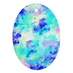 Transparent Colorful Rainbow Blue Paint Sky Oval Ornament (two Sides)