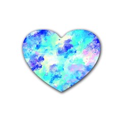 Transparent Colorful Rainbow Blue Paint Sky Rubber Coaster (heart)  by Mariart