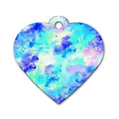 Transparent Colorful Rainbow Blue Paint Sky Dog Tag Heart (one Side) by Mariart