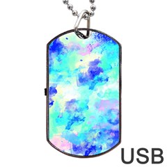 Transparent Colorful Rainbow Blue Paint Sky Dog Tag Usb Flash (two Sides)