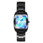 Transparent Colorful Rainbow Blue Paint Sky Stainless Steel Barrel Watch Front