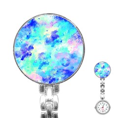 Transparent Colorful Rainbow Blue Paint Sky Stainless Steel Nurses Watch by Mariart